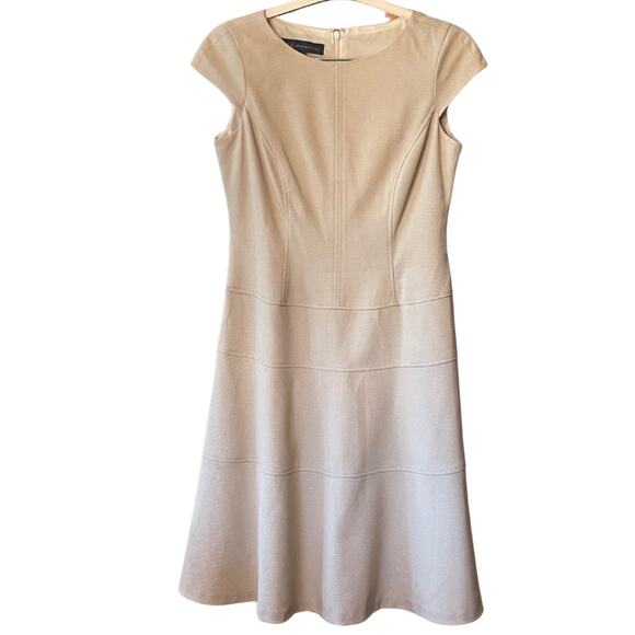 Anne Klein cap sleeve drop waist textured cream summer dress. Size 6. - Picture 1 of 4